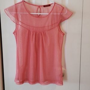 Entrancy pink mesh top